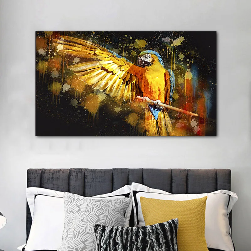 RELIABLI Искусство Золотой попугай птица постеры с животными и принты картины на