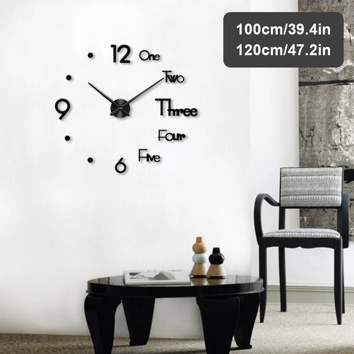 

Large Wall Clock Frameless DIY Wall Clock Modern 3D Wall Clock Waterproof Mirror Surface Decorative Clock Creative Mute Wall