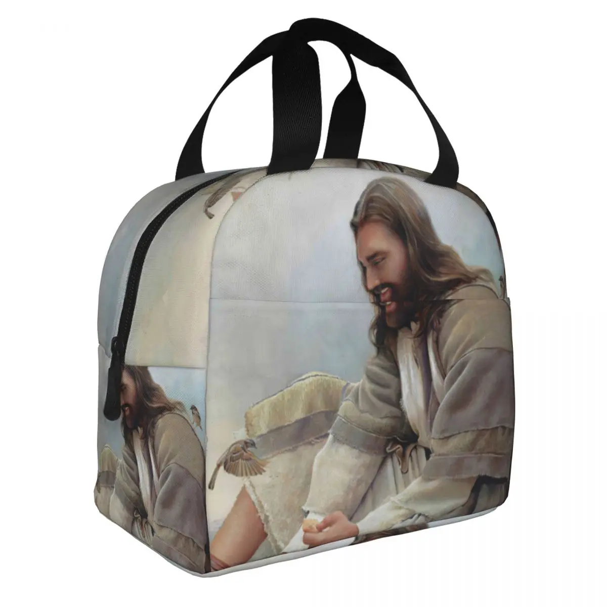 Even A Sparrow, Jesus Lunch Bento Bags Portable Aluminum Foil thickened Thermal Cloth Lunch Bag for Women Men Boy