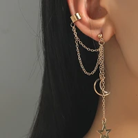 fashion stars moon clip earrings ear hook personality metal ear clips double pierced earring cuff for women girls jewelry