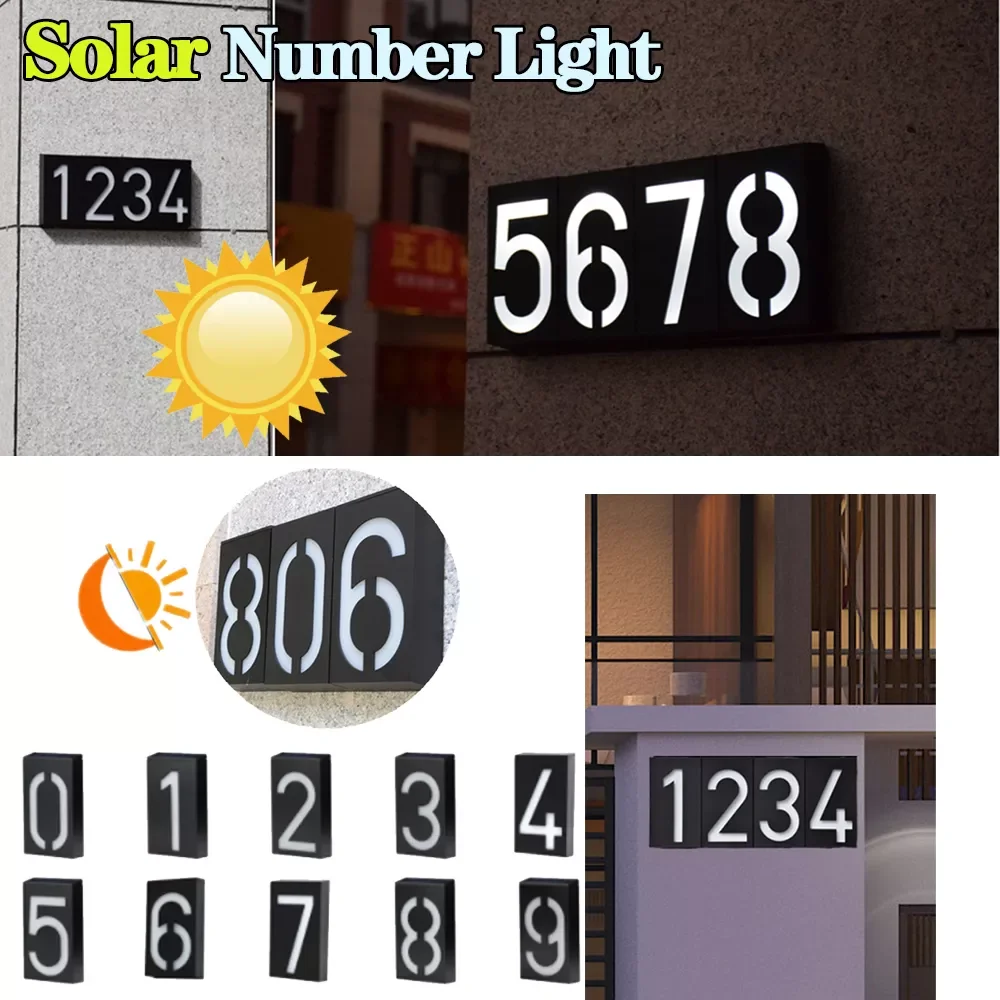 House จำนวน Led พลังงานแสงอาทิตย์สำหรับประตูกลางแจ้งส่องสว่างภายนอกบ้านที่อยู่ไปรษณีย์ตัวเลขแ...