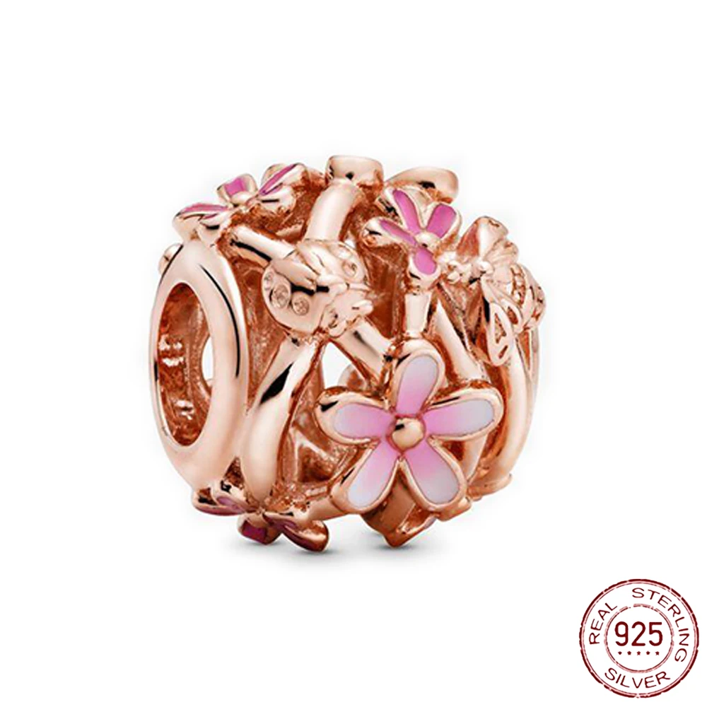 New 925 Sterling Silver Pink series Mom Beads Charm Fit Original Pandora DIY plata ley Bracelets For WomenGift Jewelry | Украшения и