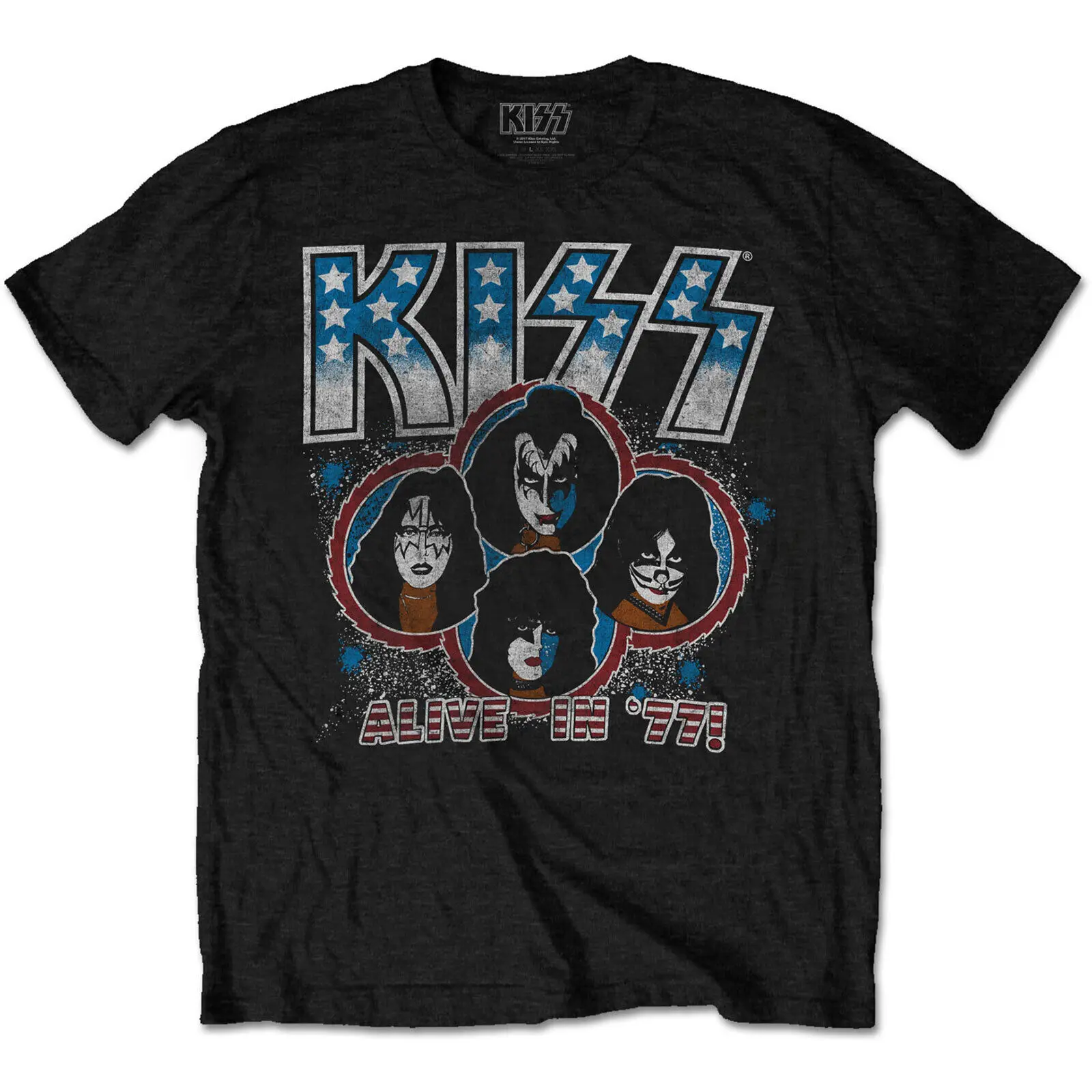 Футболка с надписью KISS Live In 77