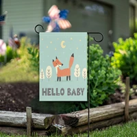 hello baby cute fox garden flag double sided color printing lawn flag banner polyester fabric welcome home yard outdoor decor
