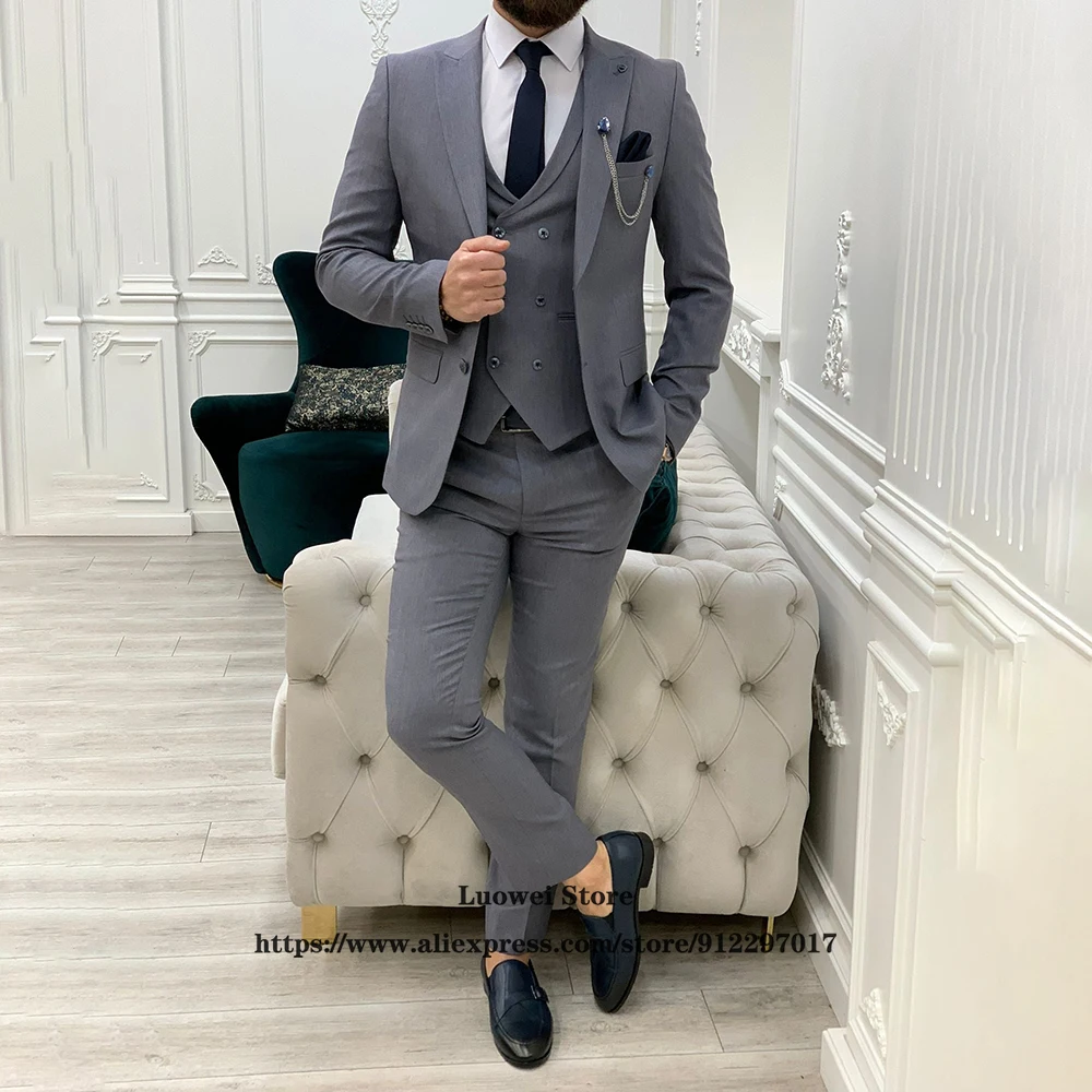 Костюм для мужчин Классический облегающий из 3 предметов пиджак жилет и брюки