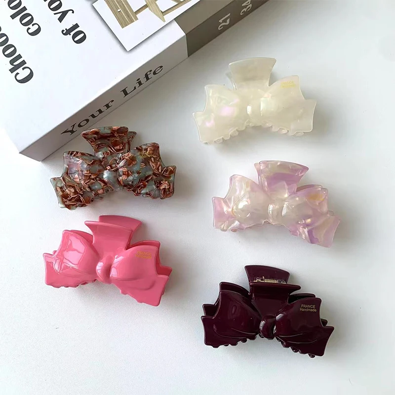 Женские ацетатные заколки для волос с бантом и зажимом в виде акулы