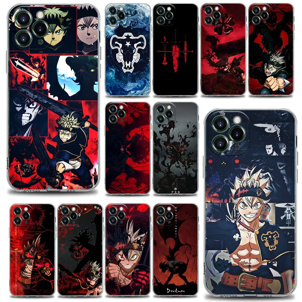 

Clear Phone Case for iPhone 11 12 13 Pro Case Max 7 8 SE XR XS Max 5 5s 6 6s Plus Soft Silicone Cover Anime Black Clover Asta