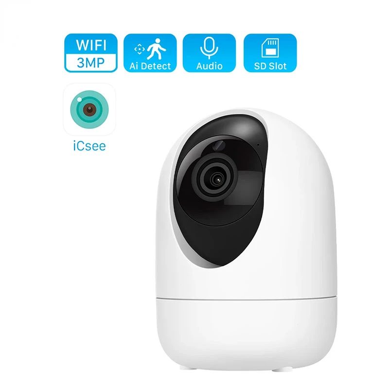 

3MP IP Camera WiFi Baby Monitor CCTV Home Security Camera Indoor AI Auto Tracking Audio Video Surveillance Camera iCSee
