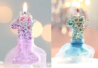queen crown birthday princess dress blue pink candle for cake topper ice snow color number card wedding dessert baking supplies