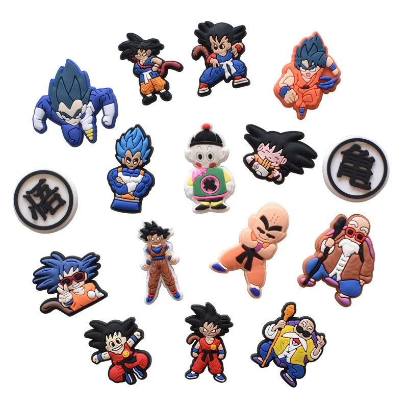 

MIX 15Pcs/Lot Japanese cartoon characters PVC drop plastic soft rubber decorative badge patch for shoes, clothes and bags
