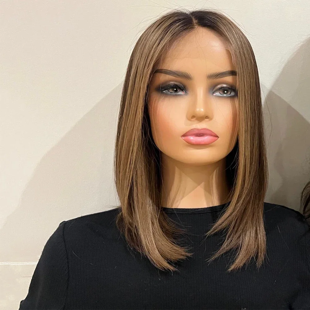 Хайлайтер блонд безклеевые мягкие Боб Длинные прямые 5x5 шелковые еврейские