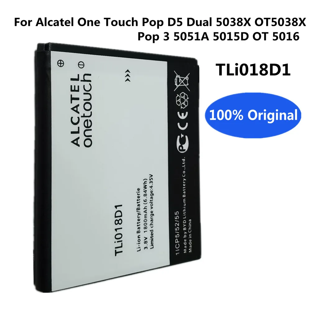 Оригинальный аккумулятор 1800 мАч TLi018D1 для Alcatel One Touch Pop D5 Dual 5038x OT5038X Pop 3 5015D OT 5016 Аккумулятор AKKU