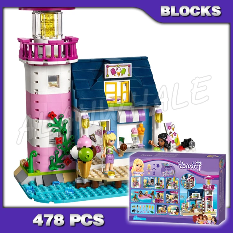 

478pcs Friends Heartlake Lighthouse Row Boat Ice Cream Shop Stephanie 10540 Building Blocks Sets Compatible With Model