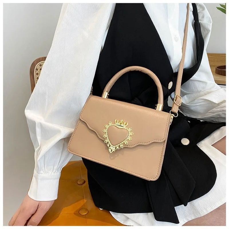 

Xiuya Vintage Handbags for Women Elegant Autumn 2022 Solid Color Shoulder Bag Heart Decoration Casual All-match Female Purse