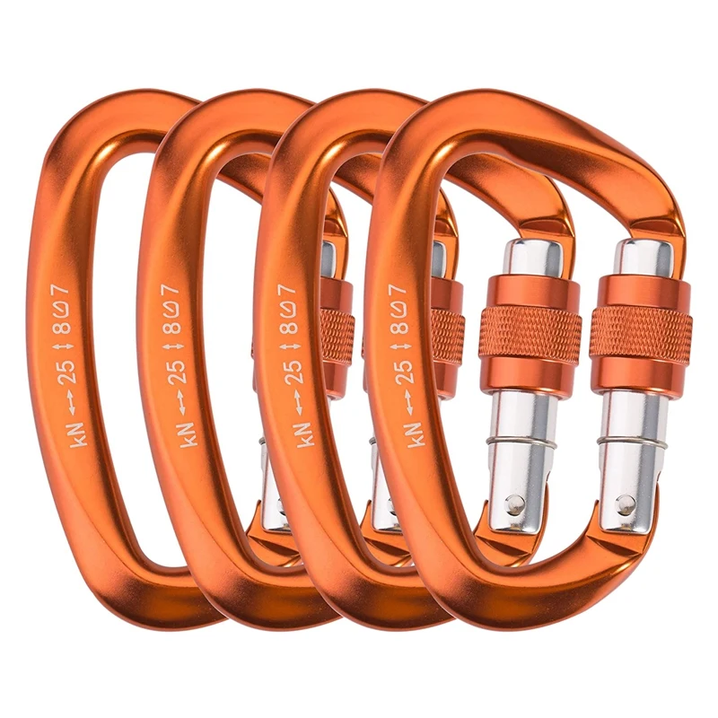 

4Pack Locking Carabiners Heavy Duty Caribeaners Aluminium Locking Carabiner For Camping Hiking Outdoor Gym