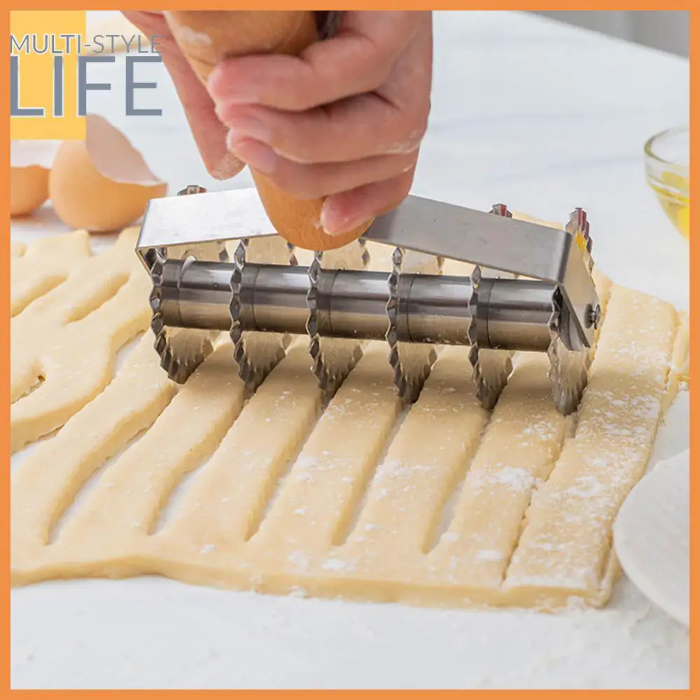 

6 Wheels Cutter Dough Divider Side Pasta Knife Flexible Roller Blade Pizza Pastry Peeler Stainless Steel Bakeware Tools