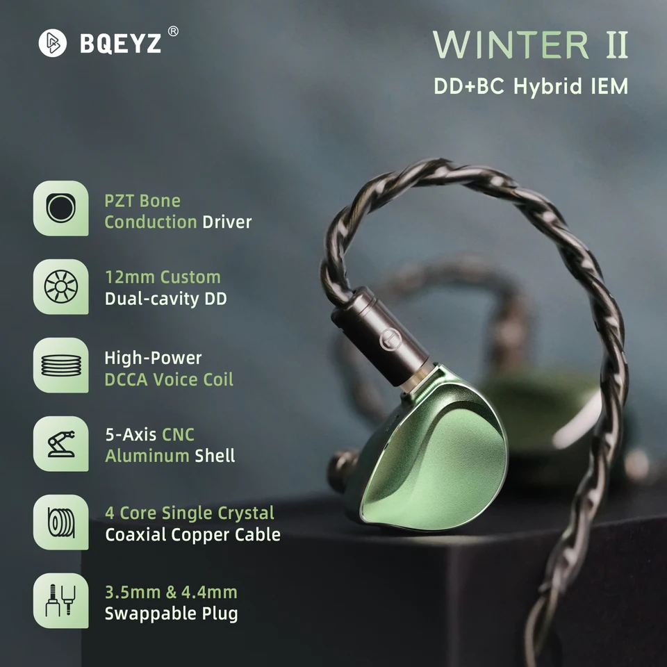 Фото BQEYZ Seasonal Series WINTER II IEM Игровые проводные наушники HiFi с медным кабелем 3 в 1 №1