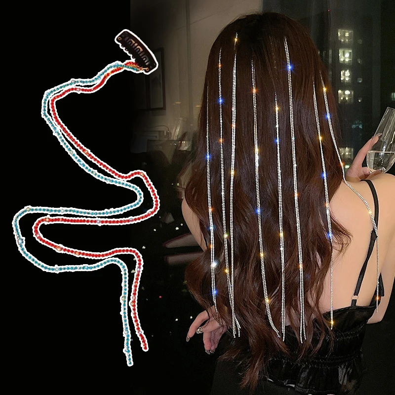 

Hair Band New Flashing Diamond Chain Hairpin Braided Hair Headdress Tassel Hairpin High Sense Temperament Dirty Braided Hairband