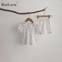 rinilucia baby girl summer clothes set fashion newborn infant floral cotton ruffles romper shorts 2 pcs for toddler outfits
