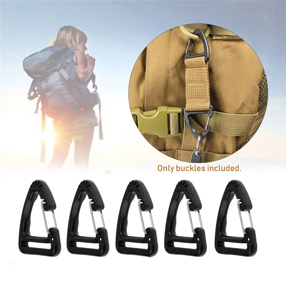 

5Pcs Plastic Alloy Climping Triangle Shape Backpack Accessories Hooks Buckles Carabiner Belt Clip Outdoor Tools