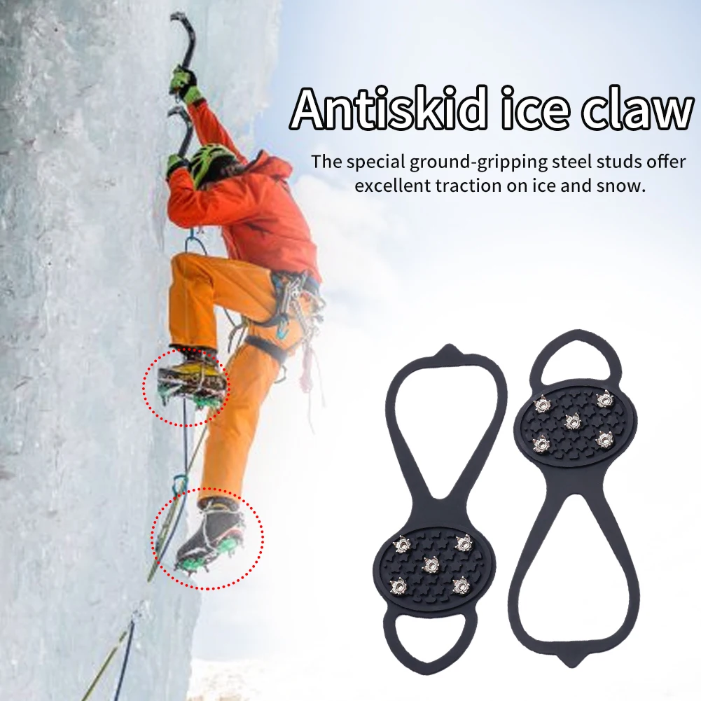 

1pair Accessory Ice Gripper Hiking Outdoor Climbing 5 Teeth Universal Traction Cleat Spikes Anti Slip Lightweight Safety Shoes