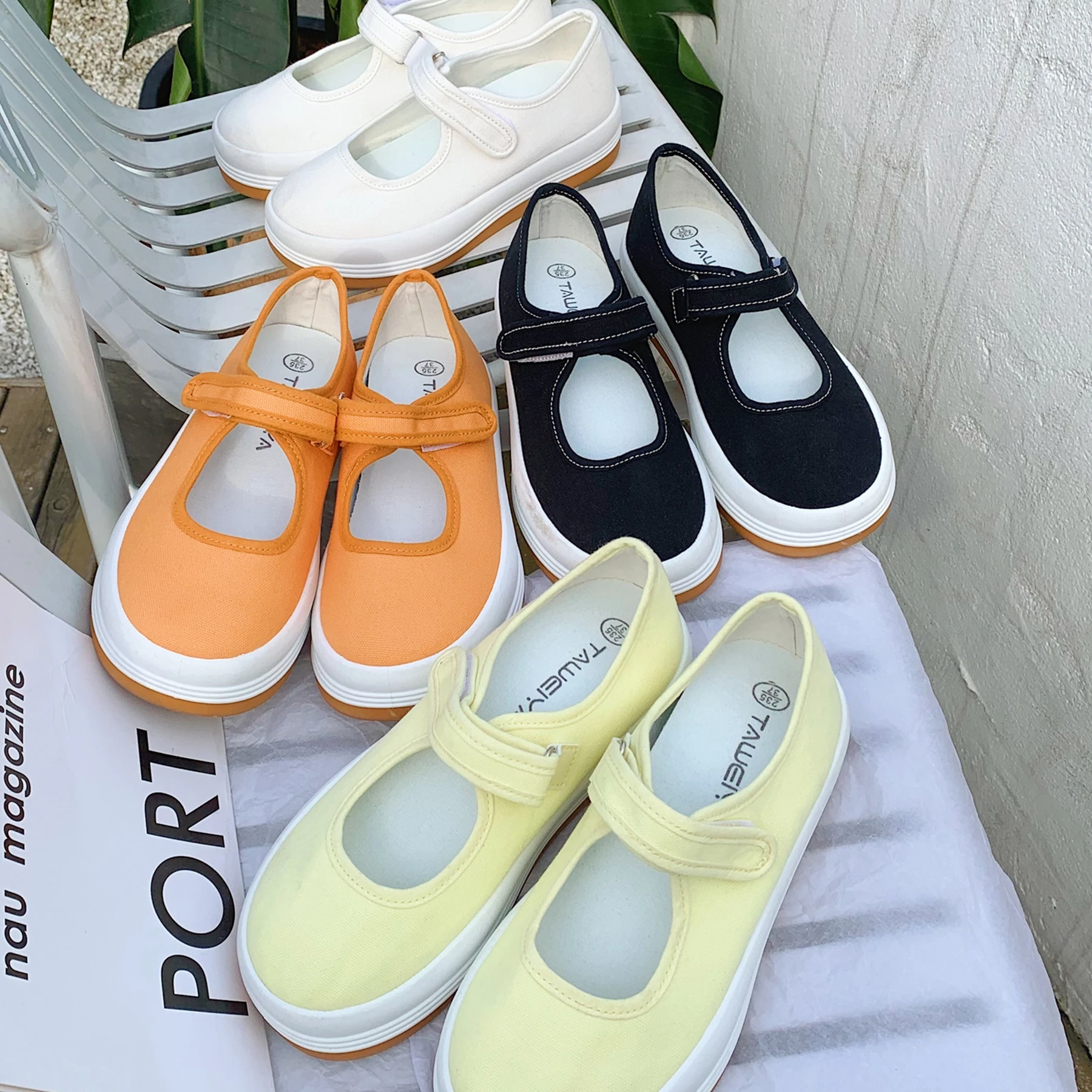 

New French Mary Jane Women's Shoes Ugly Cute Sandals Women's White Canvas Platform Shoes Summer Single Shoes Daily Vintage Shoes