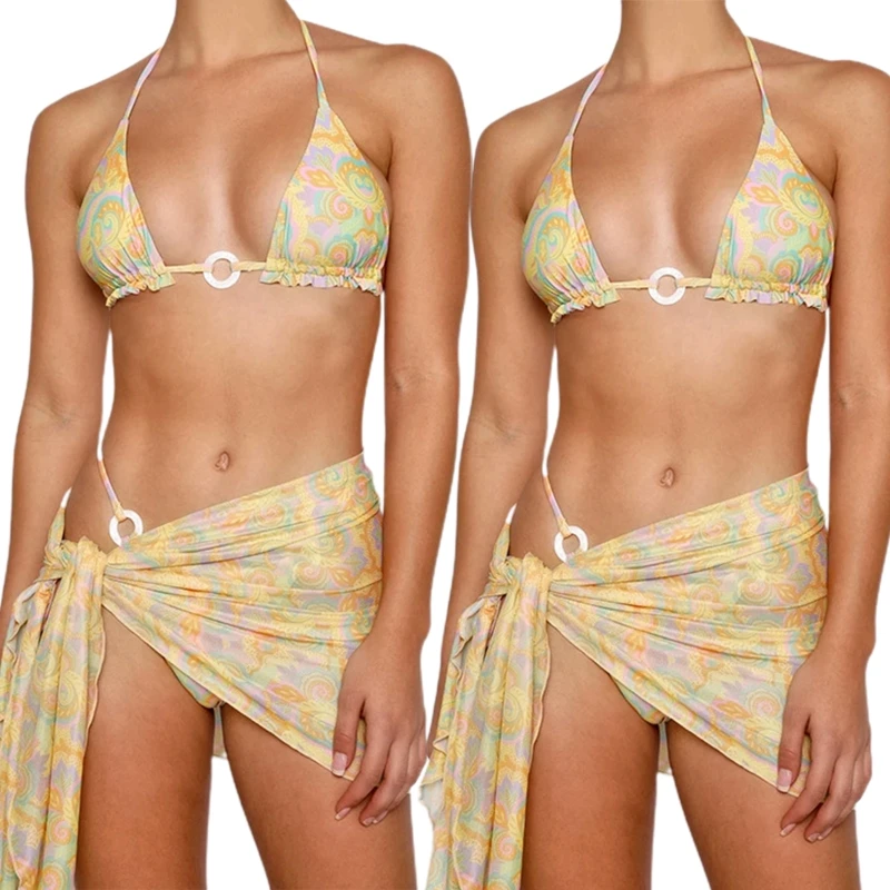 

Female Swimsuit 3 Piece Sexy Thong Bikini Lace-up Bikini Summer Bikini