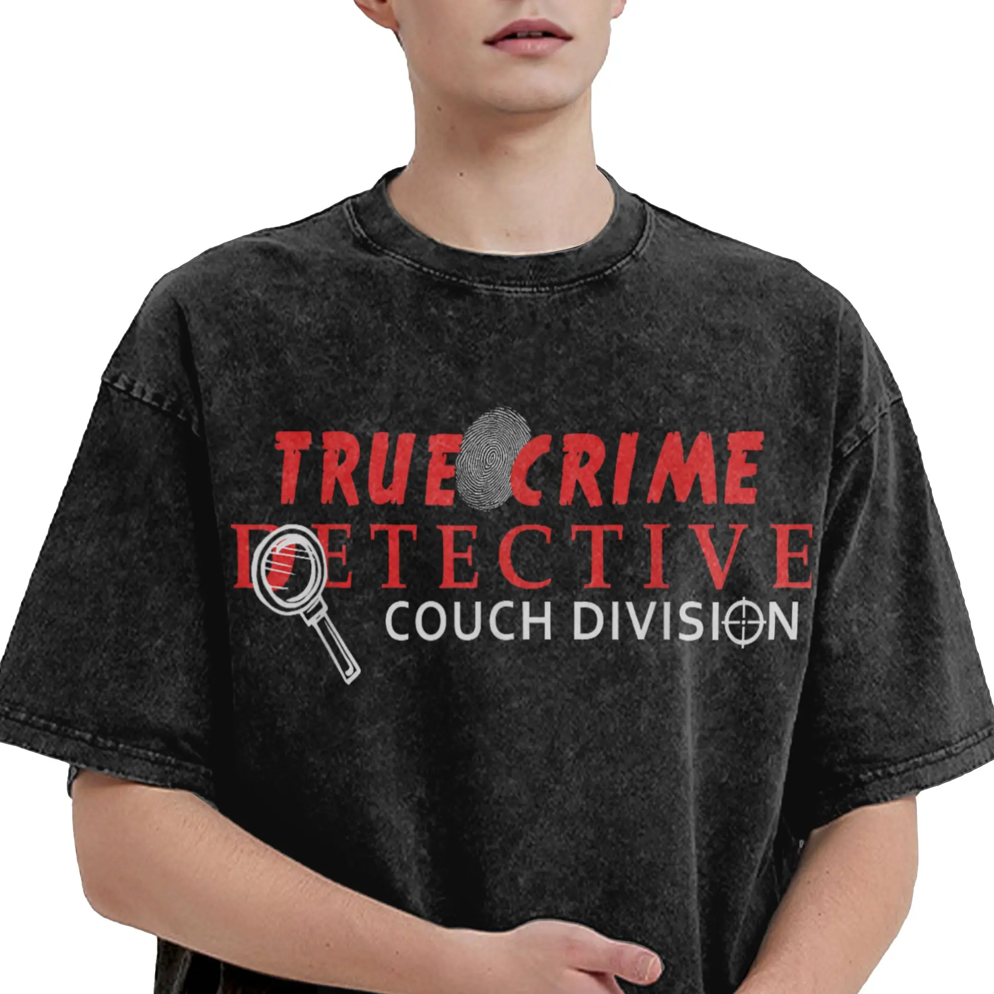 Фото Футболка True Crime Detective Couch Division True, мужская футболка из чистого хлопка, футболка с круглым воротником и короткими рукавами, одежда больших размеров №4