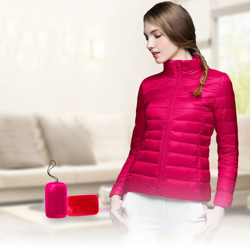 

Женский легкий пуховик с воротником-стойкой, короткая куртка на белом утином пуху, пуховик на осень и зиму