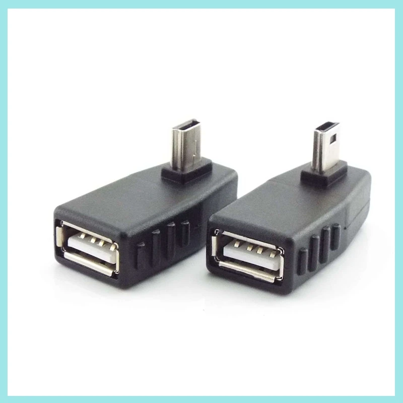 Фото Угловой переходник 90 градусов Mini USB 5-контактный (штекер) на USB (гнездо) OTG-адаптер для автомобиля, MP3, MP4, планшетов, телефонов, U-дисков B2 №2