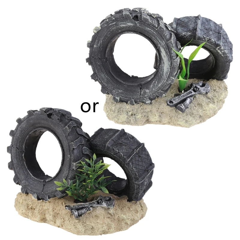 

Aquarium Decoration Resin Tyres Shelters Hiding Spot Safe for Freshwater and Saltwater Fish Tank Betta Fish Accessories