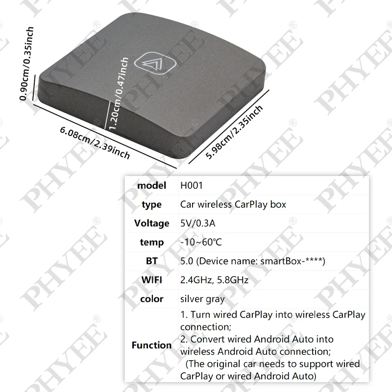 j bezprzewodowy adapter Carplay Android Auto Plug and Play konwerter przewodowy na odpowiedni do samochodów z fabrycznym CarPlay