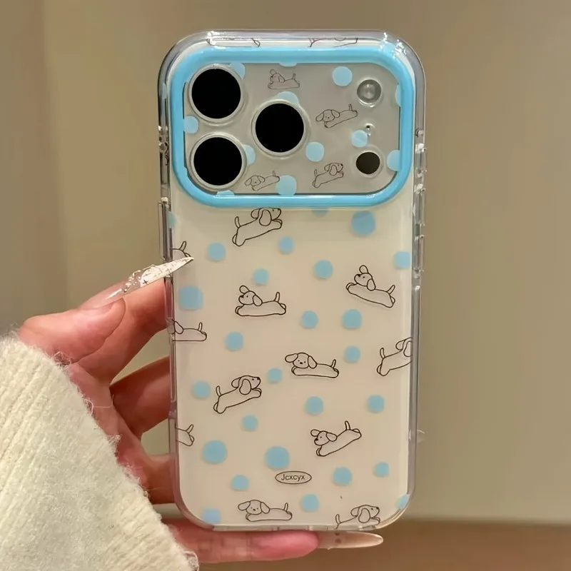 Фото Мультяшный милый чехол для телефона с рисунком собаки в горошек для iPhone 17 16 Pro Max 15 14 13 12 11 Pro Max, защитная задняя крышка для объектива №3