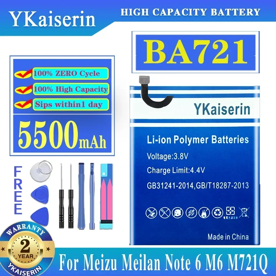 YKaiserin для MEI ZU 5500 мАч BA721 BA 721 Сменный аккумулятор Meizu M6 Note M721H M721L аккумуляторы
