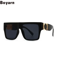 boyarn luxury brand design modern flat top one piece retro trend sunglasses ins style singers stars same color sunglasses women