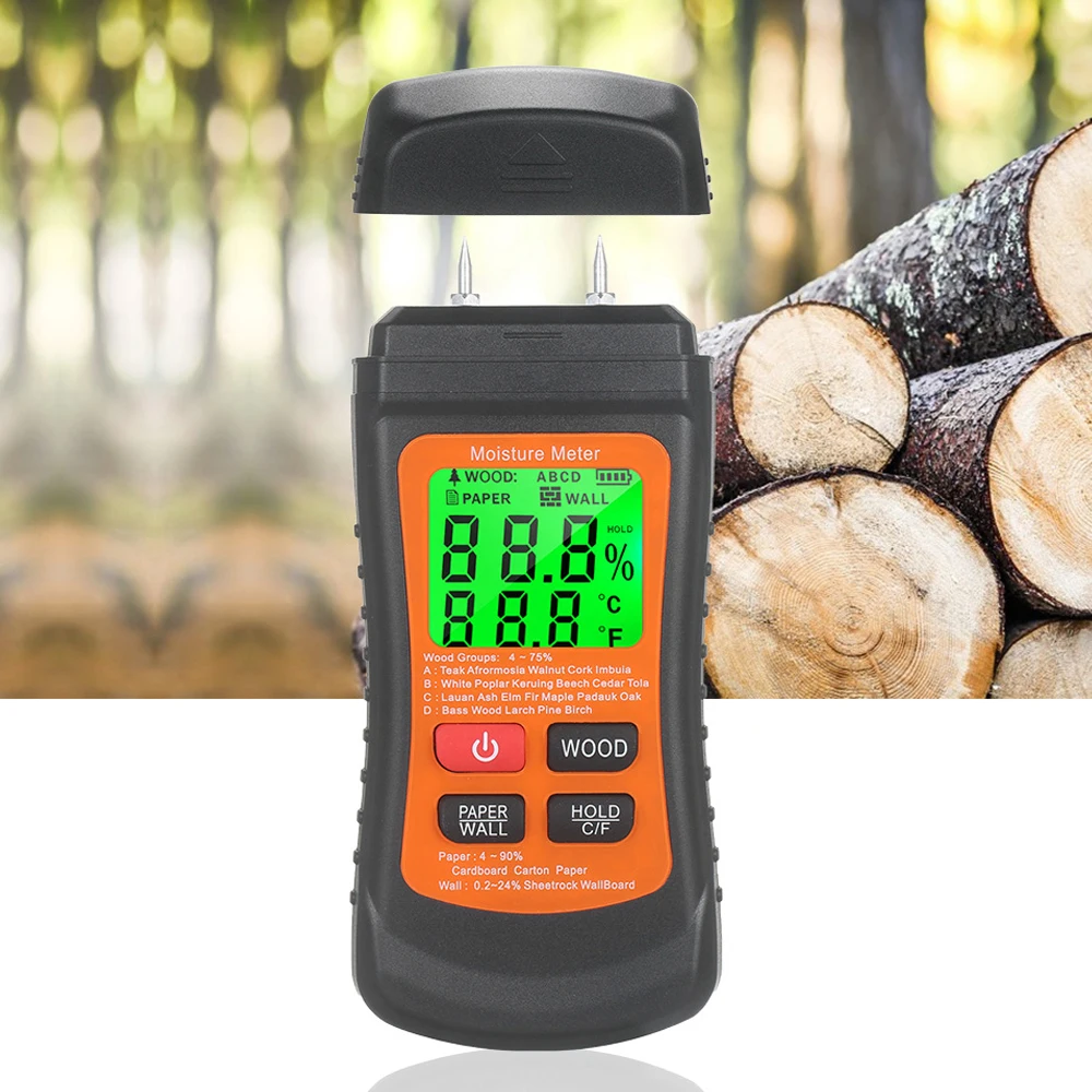 

3 в 1 цифровой измеритель влажности древесины, 4 режима измерения древесины, гигрометр с ЖК-дисплеем, детектор влажности древесины, переключаемый с ℃ и ℉