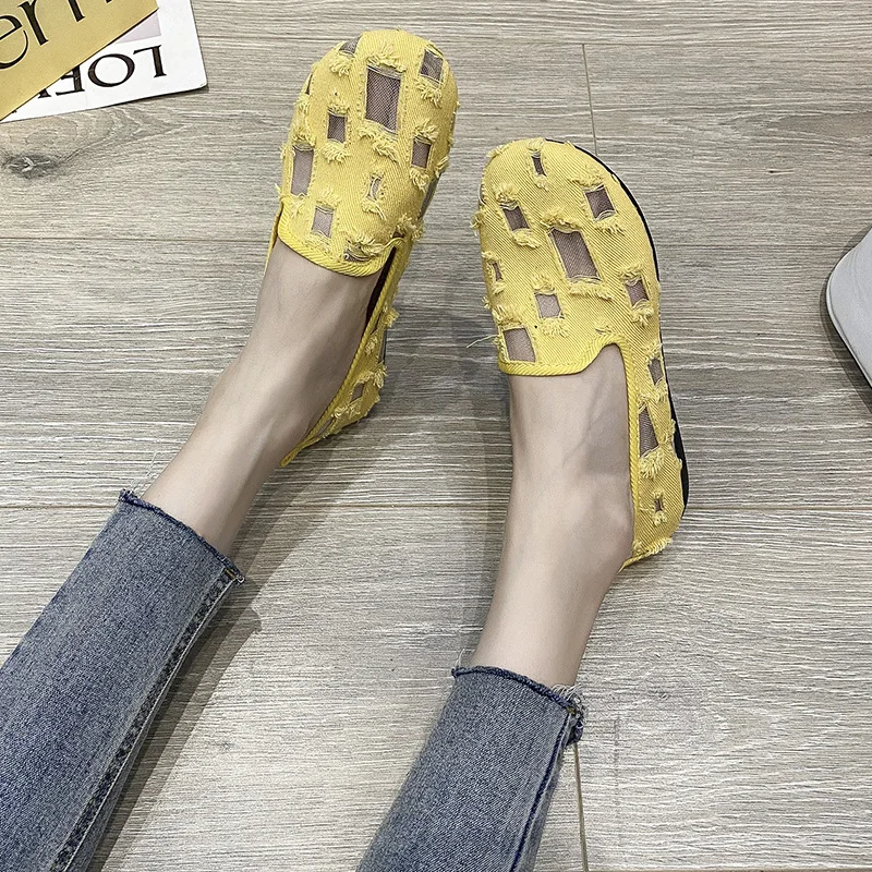 Women's Sneakers Floral Embroidery Mesh Sneakers For Women Slip on Round Toe Canvas Upper   Comfortable Boutique Shoes