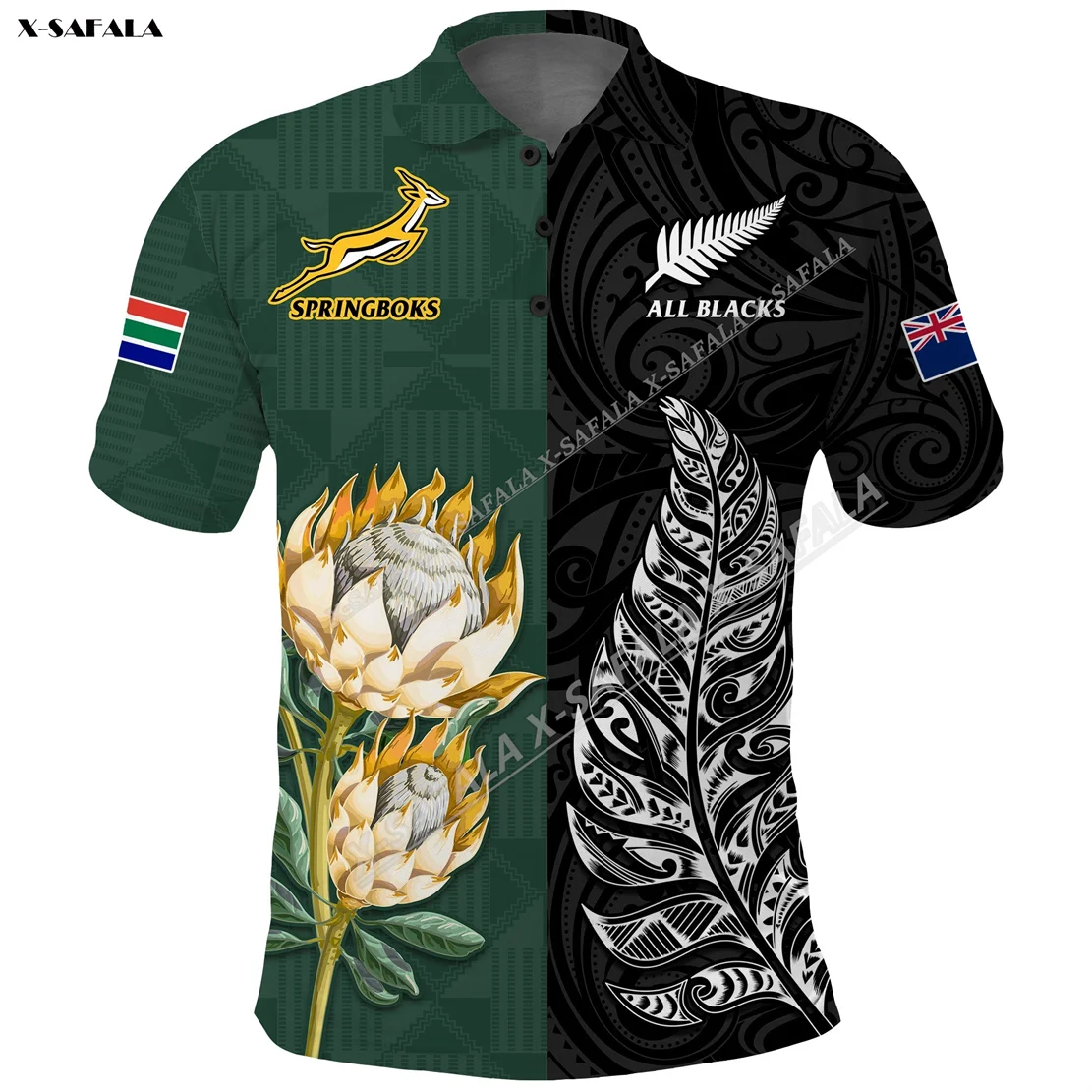 

New Zealand Rugby Africa Fern 3D Full Print Men Polo Shirt High Quality Breathable Smooth Short Sleeve Casual Tee Top Sport