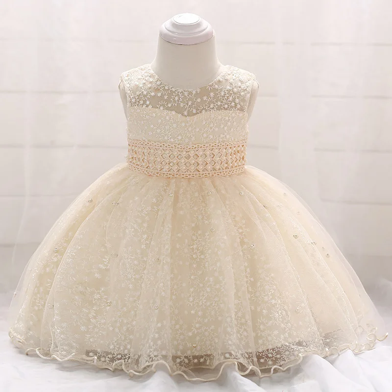 

2022 Summer Vestido Infant Beading Baptism Dress Frocks Baby Girl Dress Pageant Voile Princess Dress 1st Birthday Party 1 2 Year