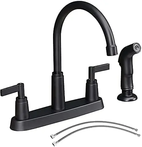 

POPTOP Modern 2 Handle Kitchen Sink Faucet with Side Sprayer, High Arc Swivel 3 or 4 Hole Kitchen Faucet for Rv Camper Laundry