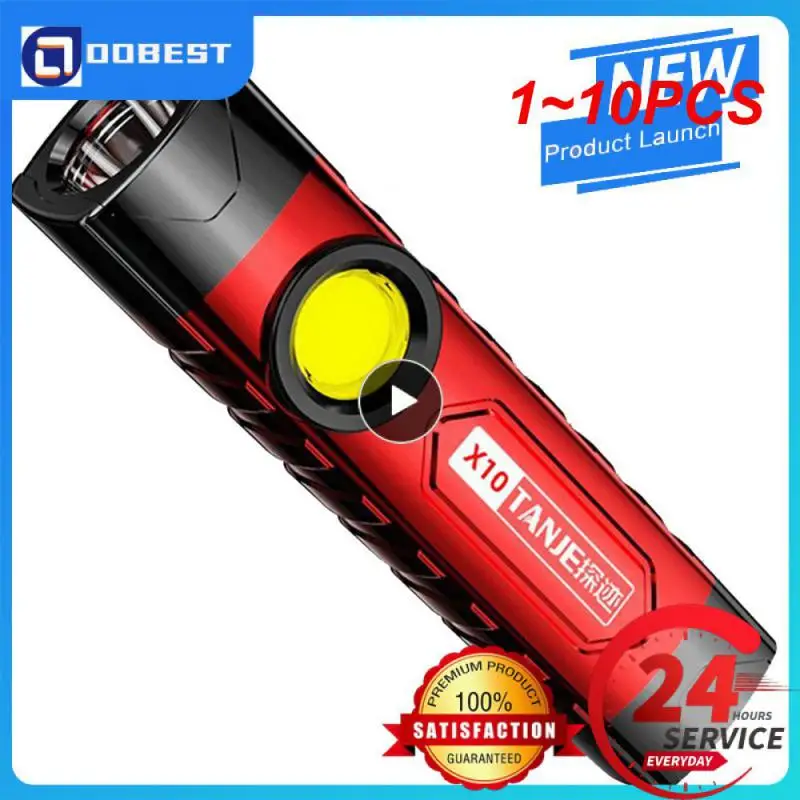

Портативный светодиодный мини-фонарик с COB матрицей, 1-10 шт., с зарядкой от USB, 18650, для кемпинга с зажимом, 3 режима, мощная Рыбалка