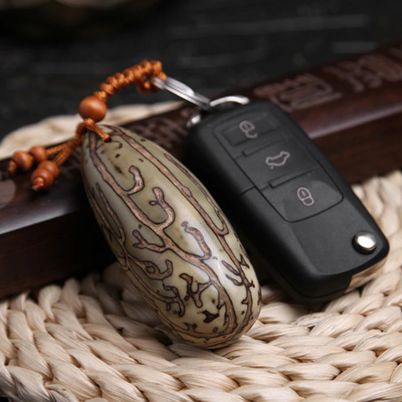 

Hot Sale Natural Thousand Eyes Bodhi Keychain For Women Men Key Chains Pendant Prayer Amulet Charms llaveros Gift