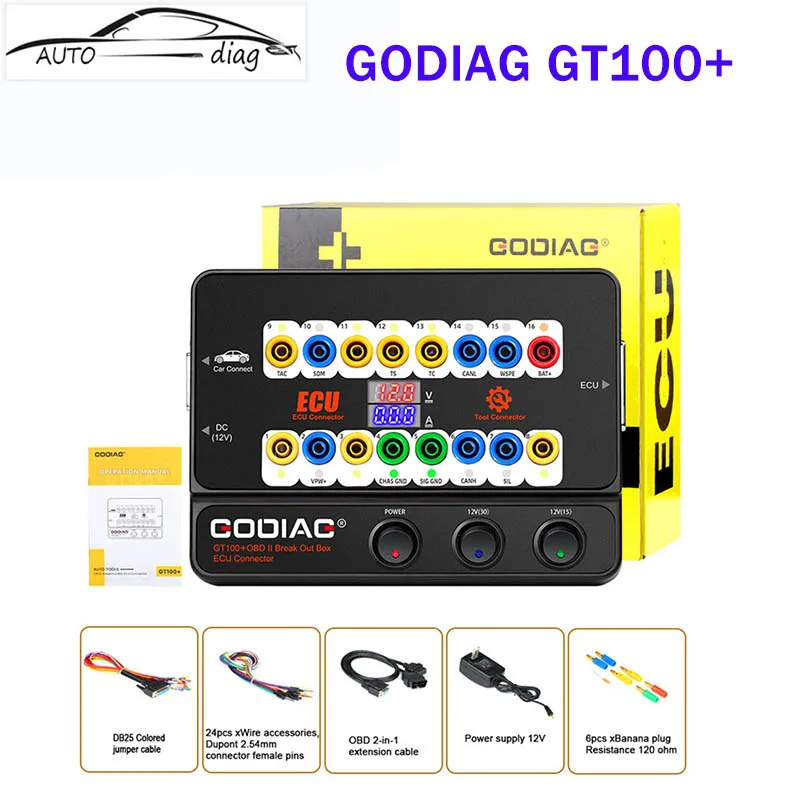 Оригинальный Godiag GT100 + GT100 Pro OBDII разъем блока управления ECU с электронным дисплеем тока Бесплатная доставка OBD2 Scan Diagno