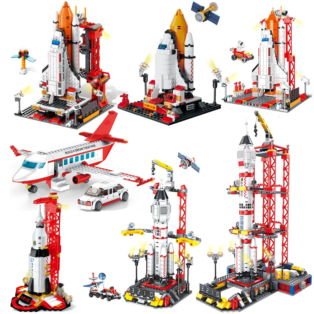 

New Space Shuttle Building Blocks Spaceship Satellite Space Base Mercury Mars Rocket Plane Model Bricks for Children Gifts Toys