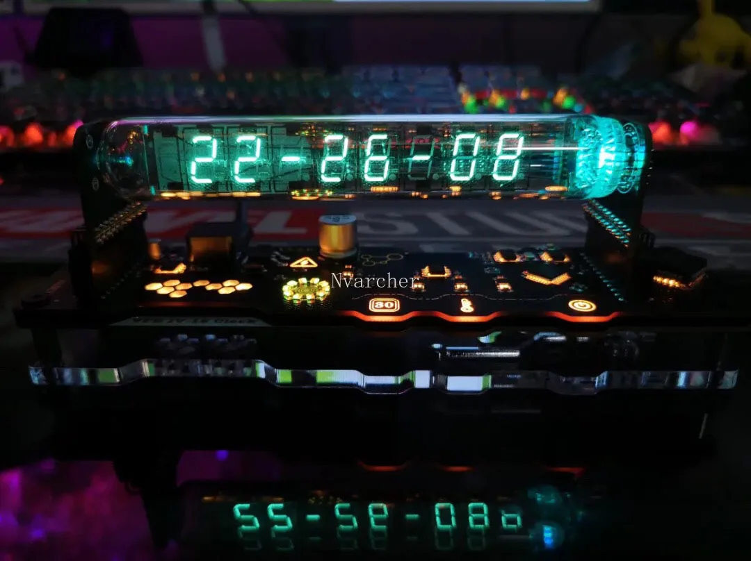 _ VFD трубчатые часы См. Nixie RGB светодиодсветодиодный для домашнего декора с