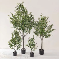 large artificial green plants fake potted plastic bonsai thick stem encryption leaf olive tree for home hotel office decoration