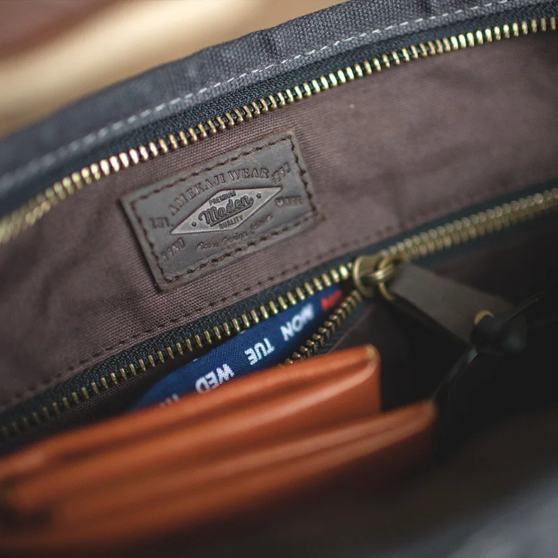 Waterproof Oil Waxed Canvas Bag For Men Retro Style Shoulder Bag For Unisex Casual Shopping Crossbody Phone Bag