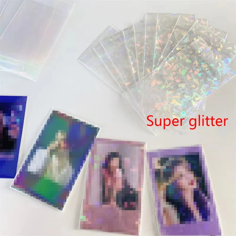 

50Pcs Flashing Broken Fragments Card Sleeves Protector For Cards Holder Holographic Foil Protective Film Storage Bags 24BD