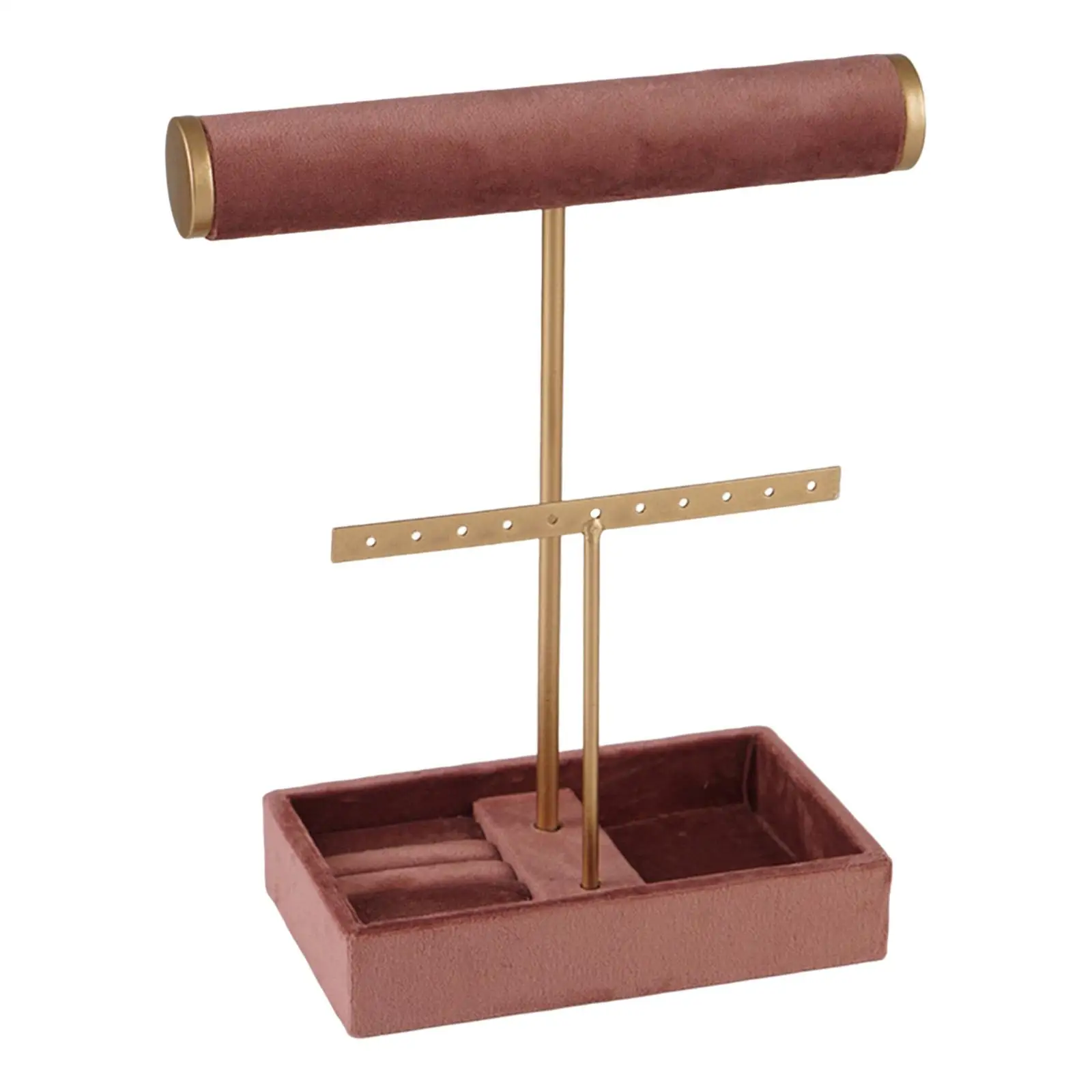 Tabletop Double Layer T Bar Jewelry Display Stand Bracelet Hanging Rack Pink