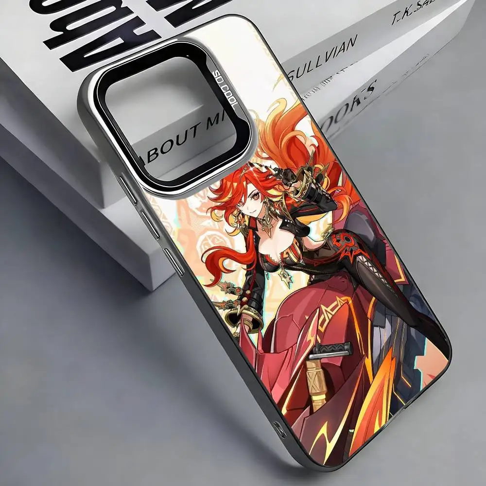 Фото Чехол для телефона G-Genshin M-Mavuika I-Impact для iPhone 17, 16, 15, 14, 13, 12, 11 Plus, Pro Max, цветной серебристый чехол для телефона №4